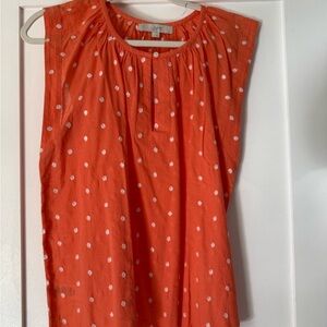 LOFT Coral Polka Dot Blouse